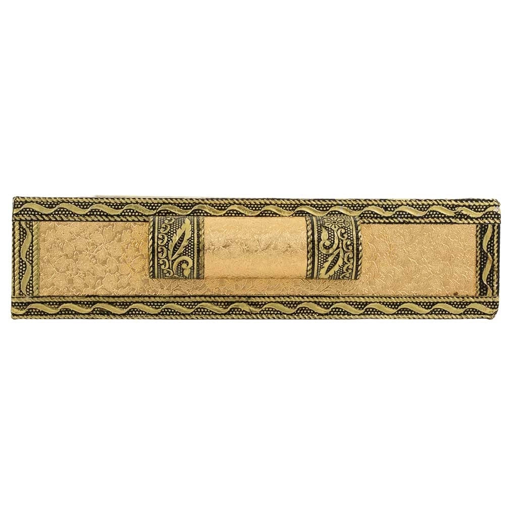 Vassoio in metallo dorato goffrato 33x18x4,5h