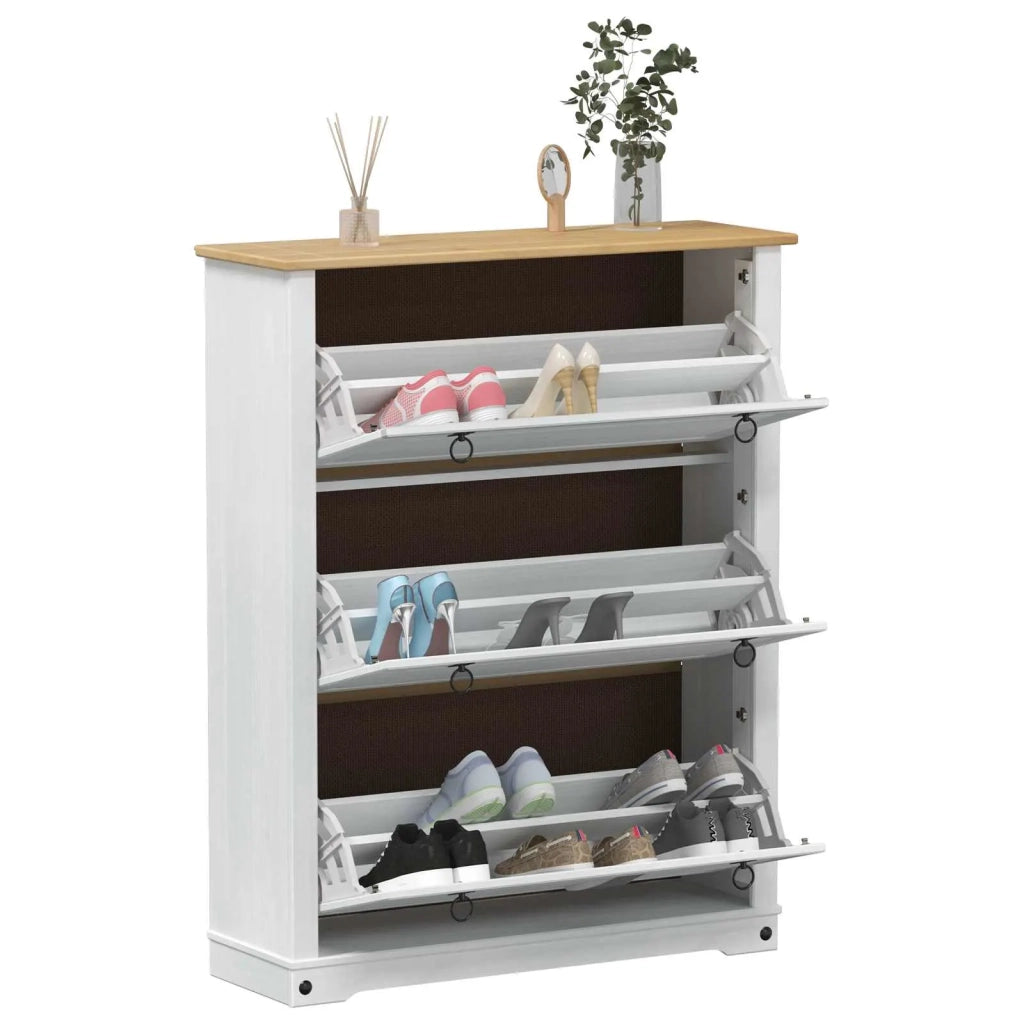 Mobile per scarpe Corona Bianco 99 x 32 x 122 cm Pino massello 42024954