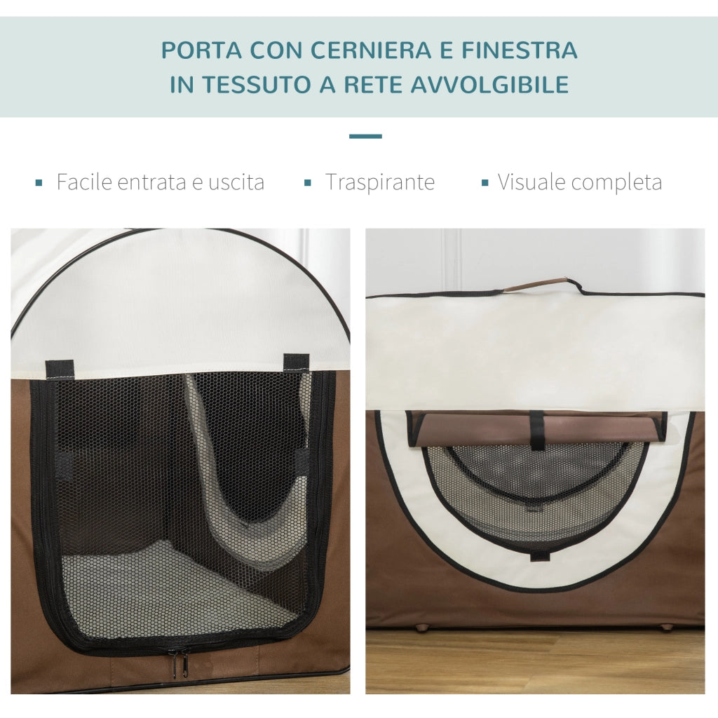 EasyComfort Trasportino per Animali Domestici Pieghevole in Oxford con Cuscino Rimovibile Lavabile e Borsa per Trasporto, 70x51x59cm, Marrone