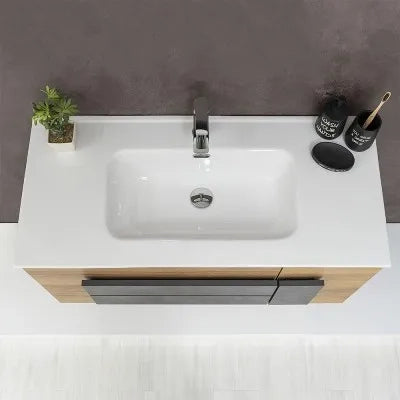 Lavabo da incasso 100x46 cm in ceramica bianco lucido