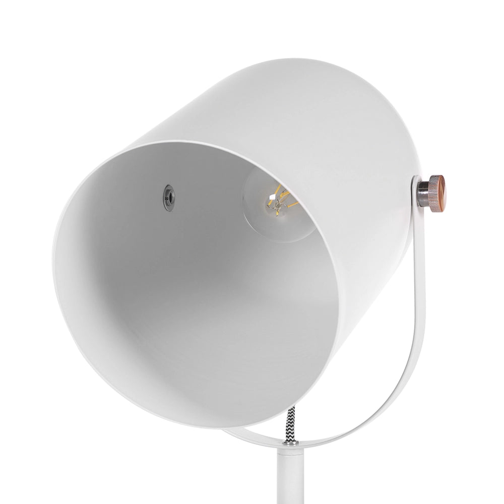 Lampada da Terra in Metallo Bianco 156 cm Faretto Paralume Orientabile Industriale Home Office
