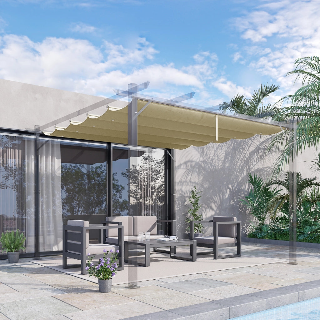 Telo di ricambio per gazebo 250 x 255 cm in poliestere beige, con fori di drenaggio e montaggio rapido