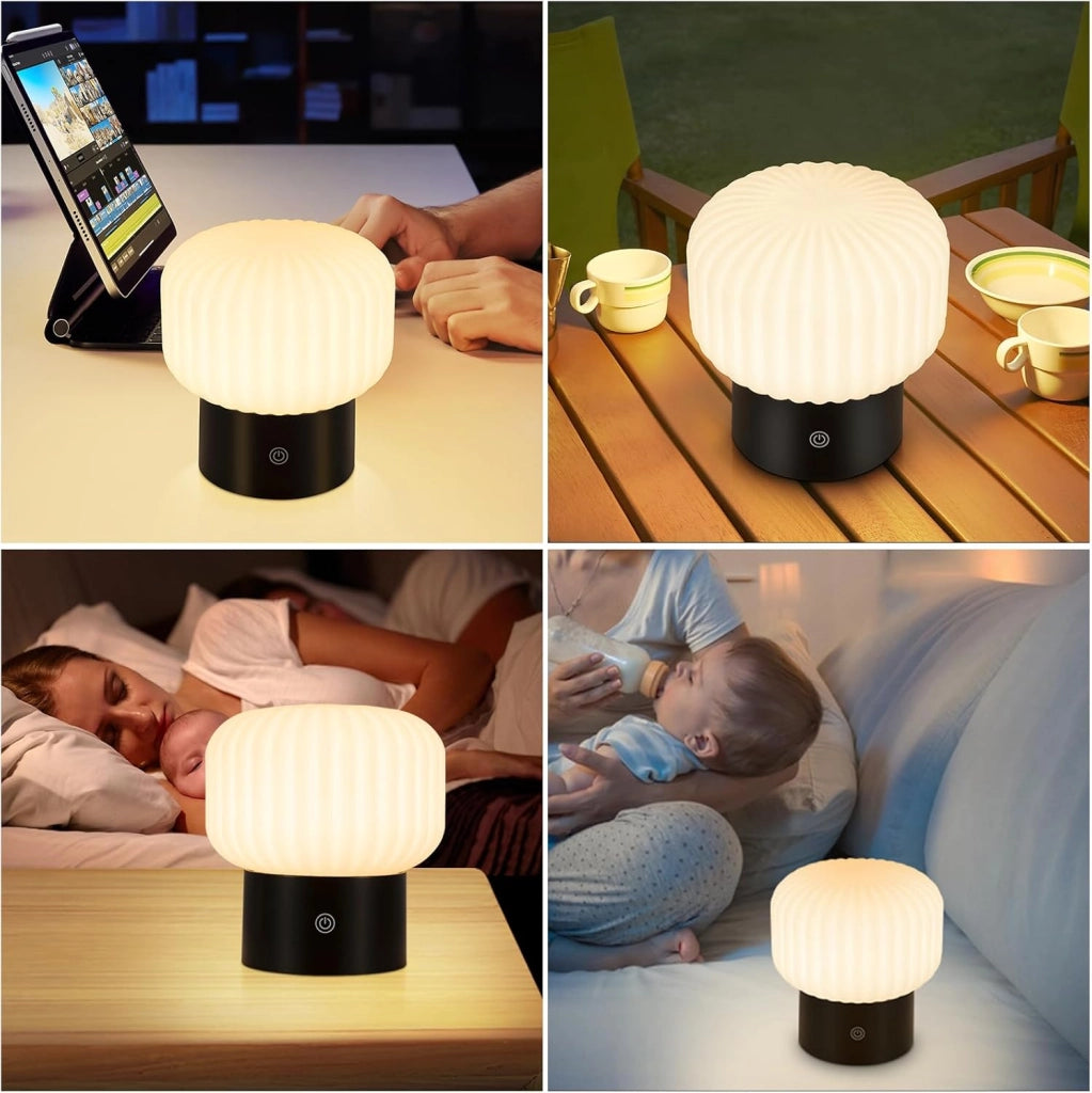 ZMH Lampada da tavolo LED bianca wireless touch dimmerabile ricaricabile per camera letto comodino