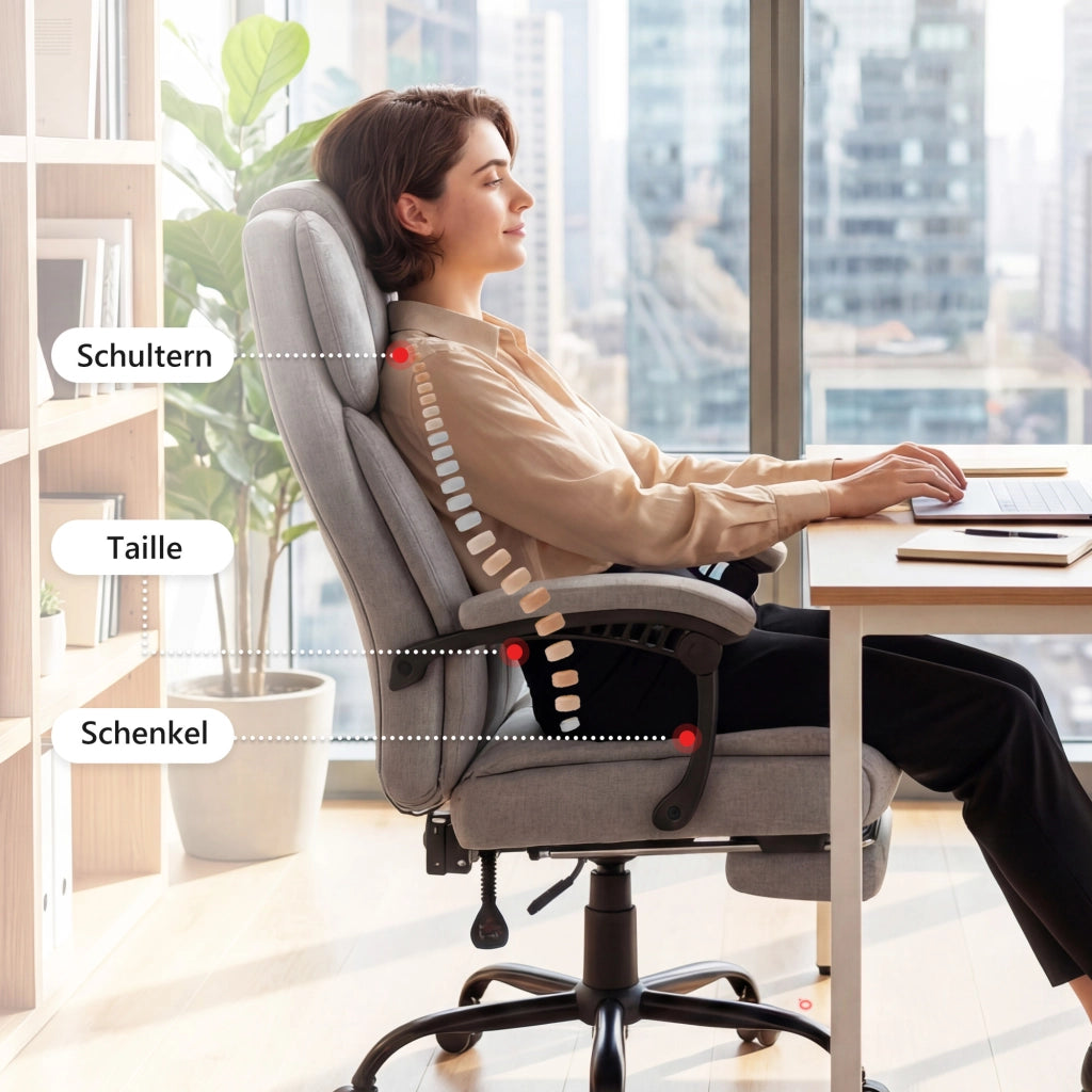 Sedia da ufficio con massaggio ¨C zephmum ¨C grigio, imbottita, regolabile