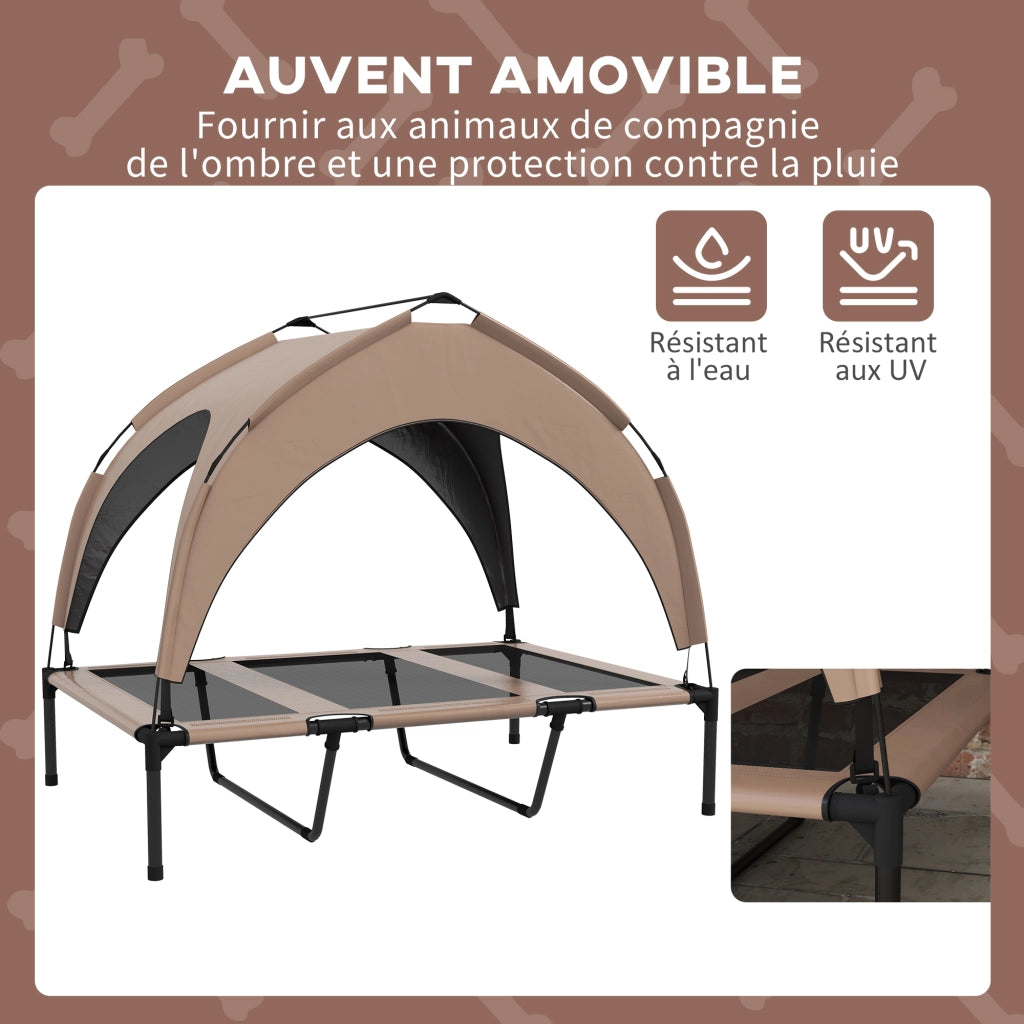 Letto per cani e gatti sopraelevato con struttura in legno e tela Oxford ¨C Minimal ¨C 106x76x94 cm marrone