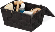 Cassa di stoccaggio per bagno con coperchio - Cassetto in plastica 18 litri - Dimensioni: circa 105 x 195 x 145 cm - Nero