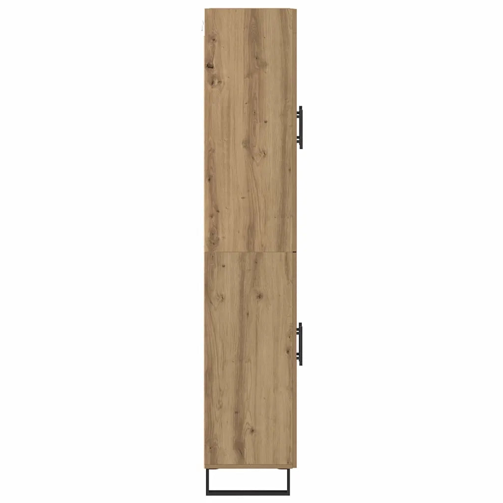 Credenza 2 pcs Rovere artigianale Legno Stratificato e Vetro 3403196