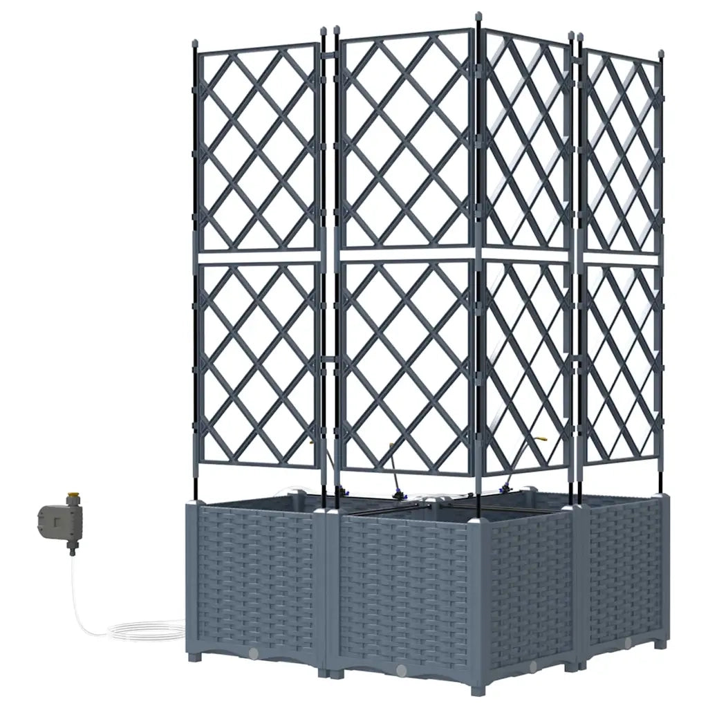 Fioriere | Cassetta per fiori | Vaso da giardino 3 pz Grigio Chiaro 80 x 80 x 142 cm Plastica