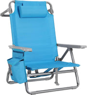 Sedia da Spiaggia Pieghevole, Sedia Pieghevole Leggera e Portatile come uno Zaino, Sedia da Campeggio, Reclinabile, Capacità di Carico fino a 150 kg, Sedia Pieghevole da Esterni