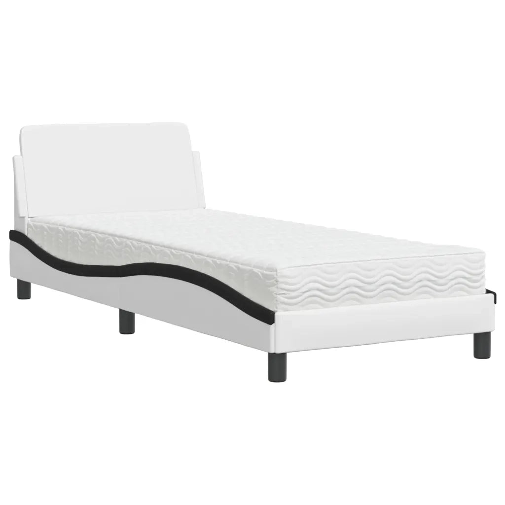 Letto con Materasso Dover Nero e Bianco 90x200 cm in Similpelle 3208343