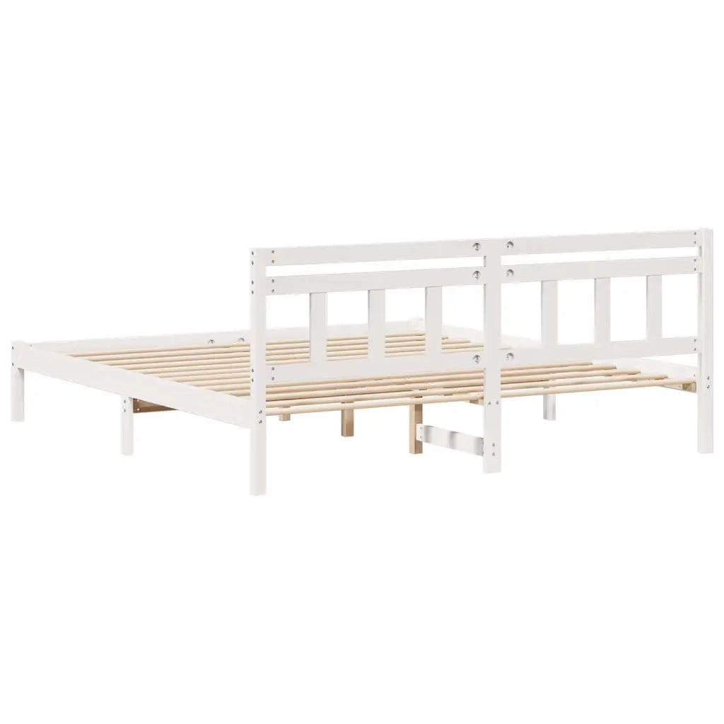 Struttura del letto Bianco 200 x 200 cm Pino massello 872360