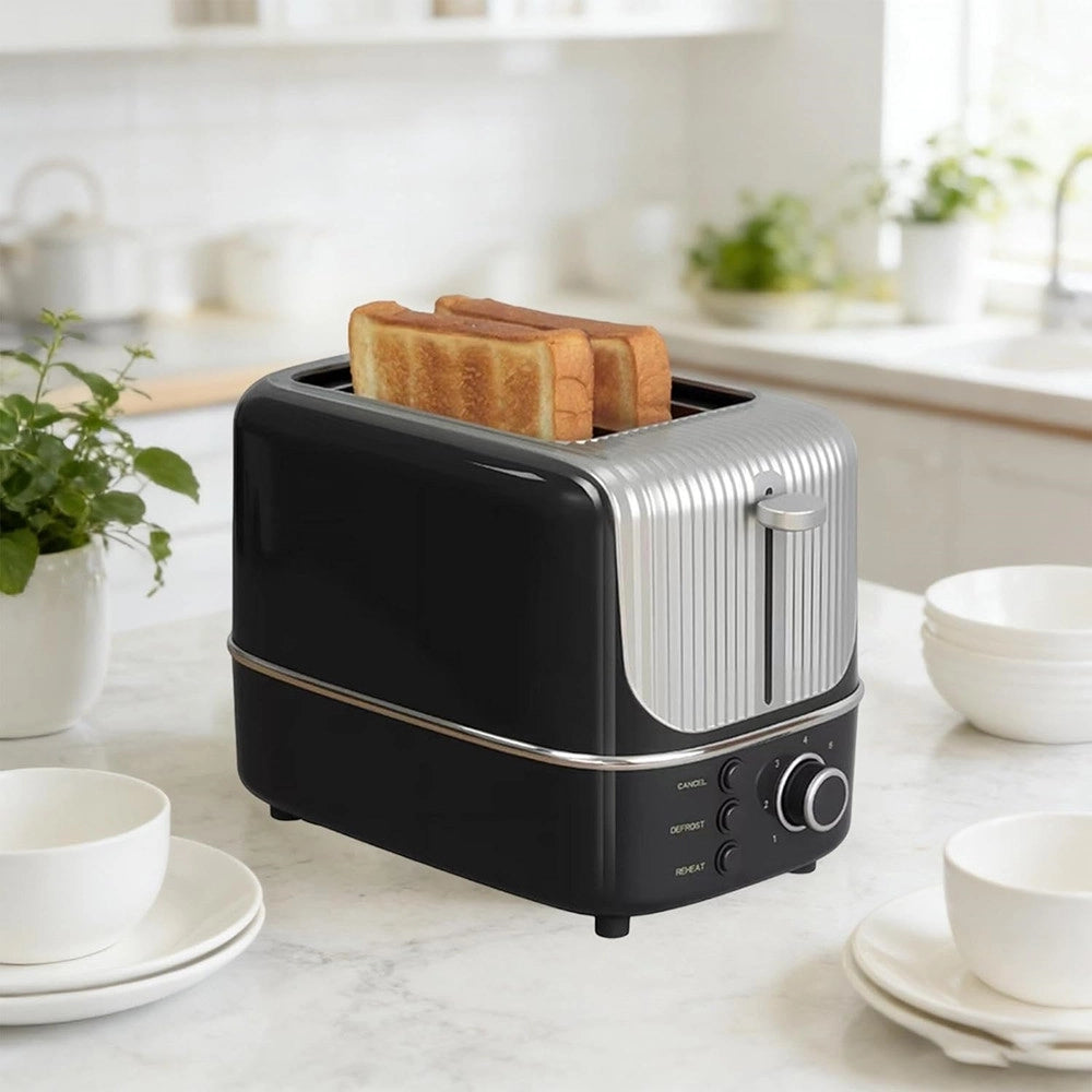 Trade Shop - Tostapane Elettrico A 2 Fette Compatto 800w Con 3 Funzioni 7 Temperature Regolabili -