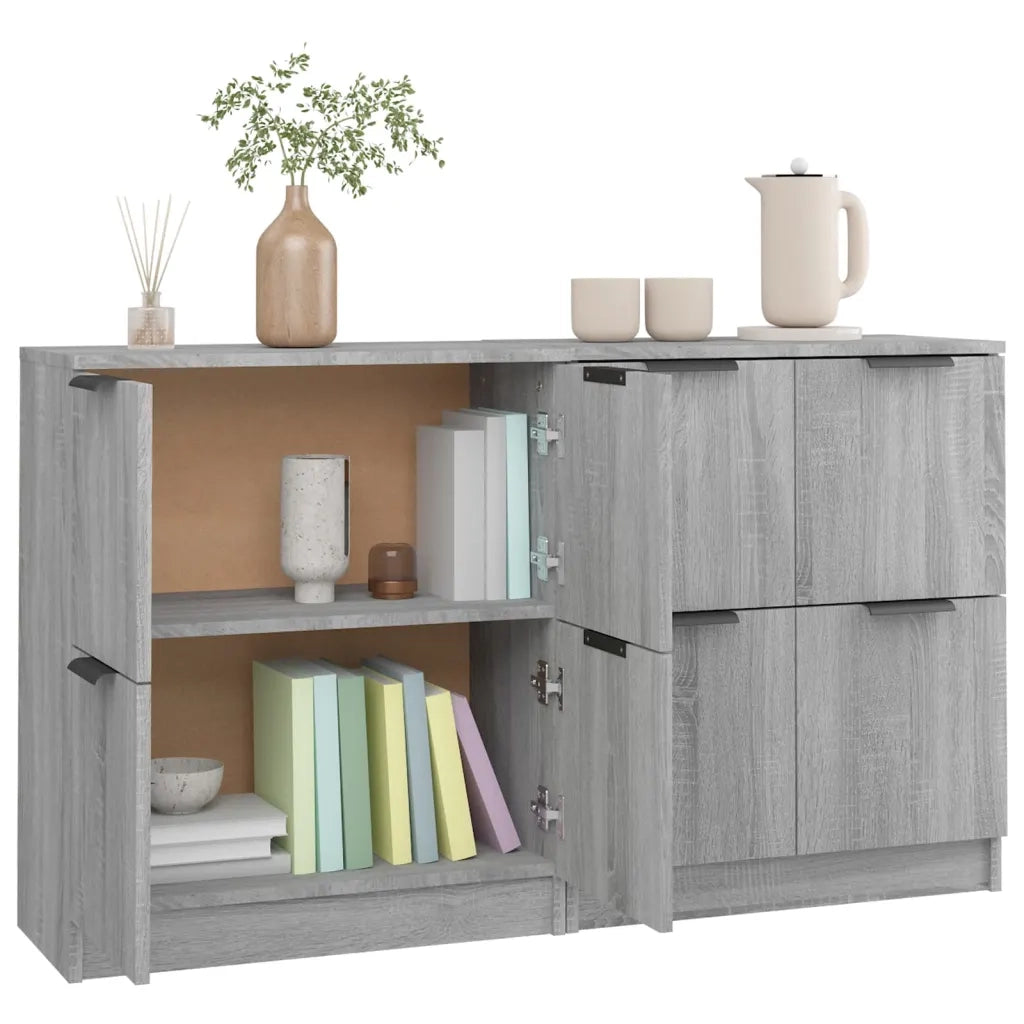 Credenze 2 pz | Madia | Buffet da pranzo | Armadio da pranzo Grigio Sonoma 60x30x70 cm in Legno Multistrato