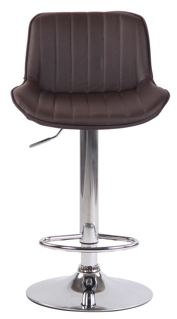 Set di 2 sgabelli da bar Lentini in similpelle marrone,cromo