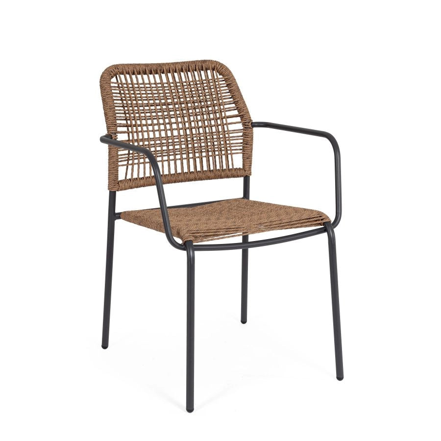 SEDIA DA ESTERNO CON BRACCIOLI JABLE ANTRACITE BIZZOTTO