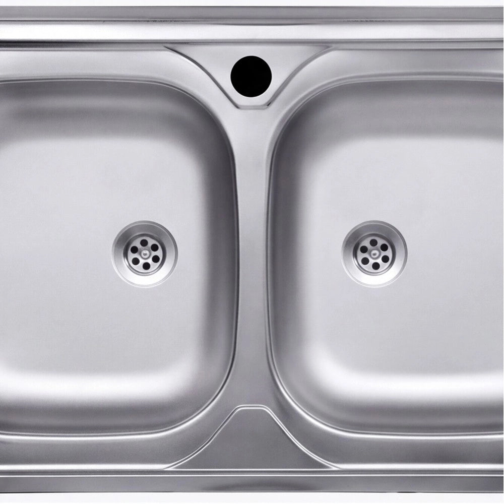 Lavello cucina acciaio appoggio 80x50 cm due vasche N214