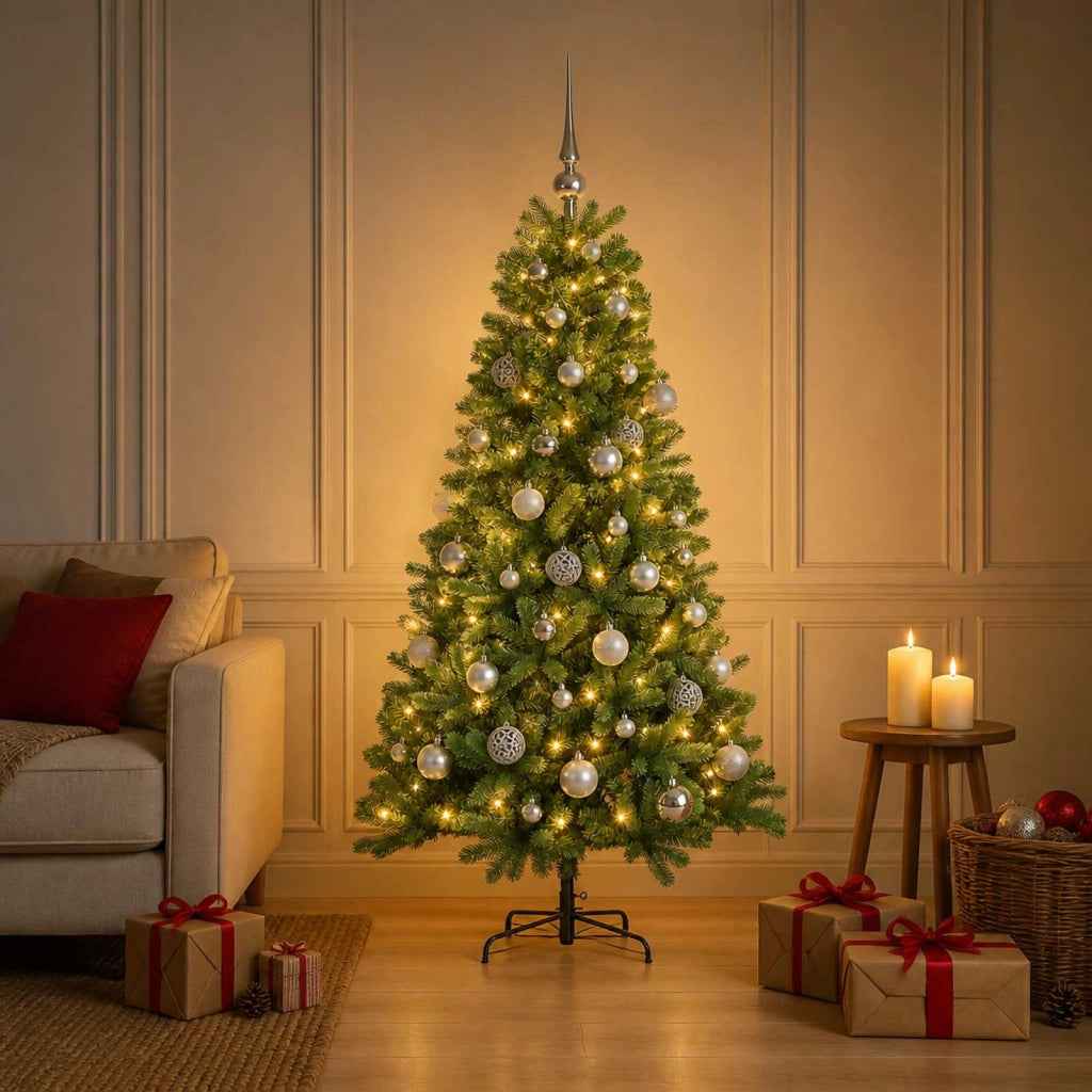 Albero di Natale artificiale con palline 120 cm 150 LED 3461430