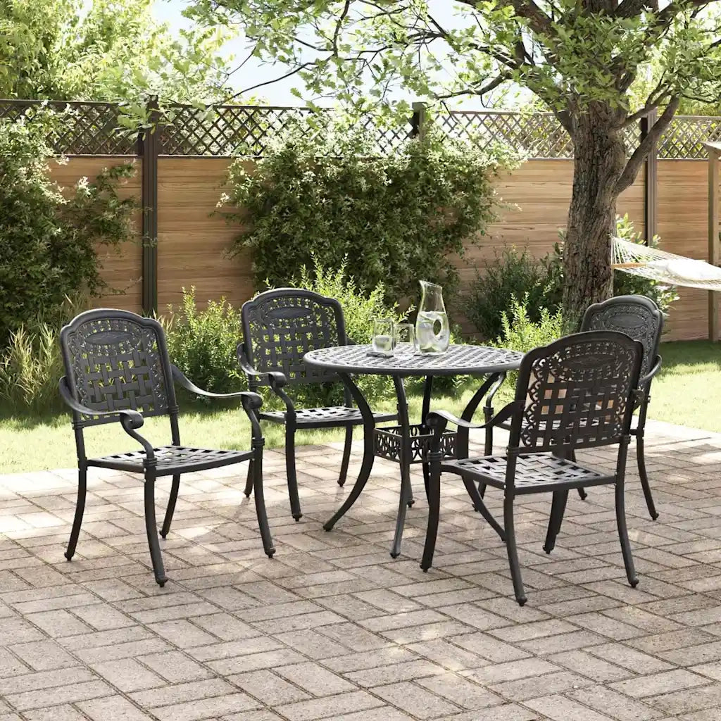 Set da Pranzo per Giardino 5 pcs Nero Alluminio 3334685