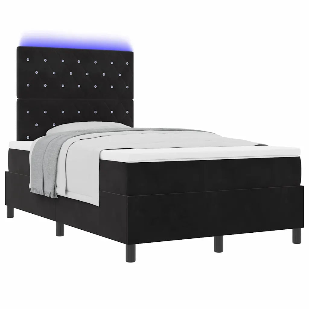 Letto a Sorgente LED con materasso Nero 120 x 190 cm Tessuto 3343234