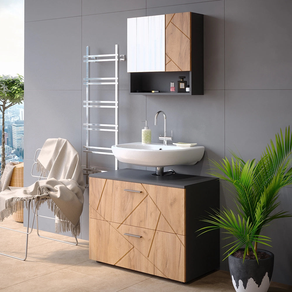 Vicco Mobile sottolavabo per bagno Quercia dorata/antracite 80 x 58.6 cm