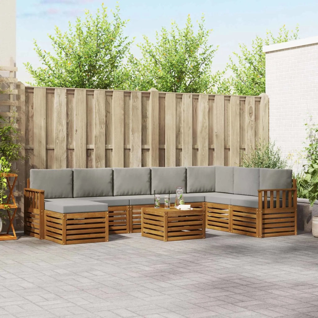 Set divano sezionale con cuscino 9 pcs Grigio Naturale e Chiaro 3375321