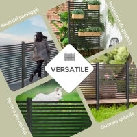 Recinzione Divisorio da Giardino Modulabile Autoportante in Acciaio, 93x22x150 cm, Marrone