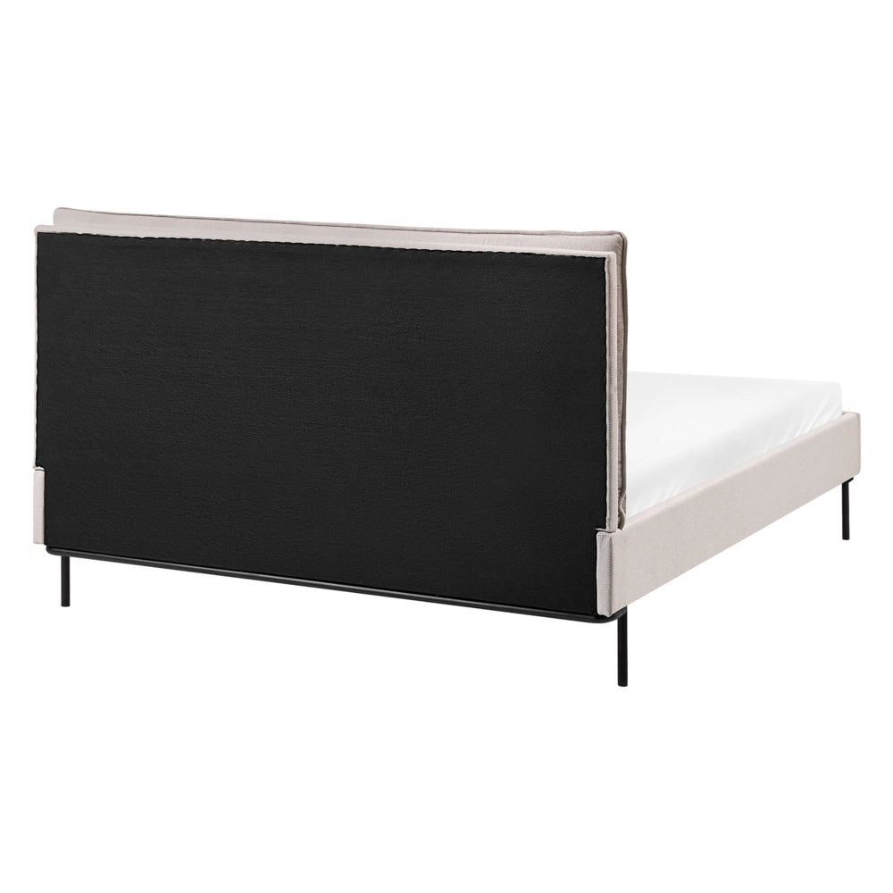 Letto a doghe Beige Poliestere Tessuto Imbottito 140 x 200 cm EU Matrimoniale Design Moderno