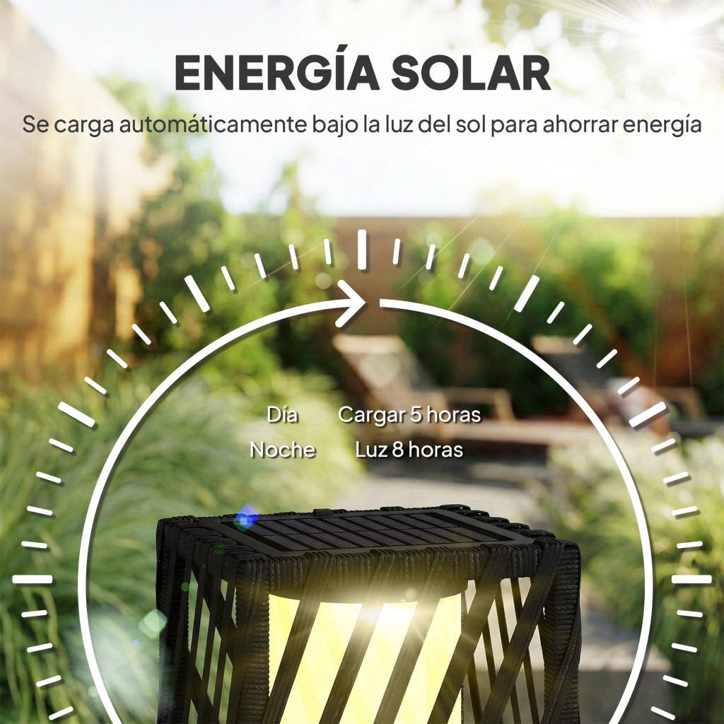 Lanterna da Giardino Solare LED ¨C zephmum ¨C Ratan Nero Impermeabile IP44