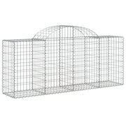 Cesto gabbione recinzione a gabbia muro di contenimento ad arco 200 x 50 x 80/100 cm ferro zincato argento 02_0040046