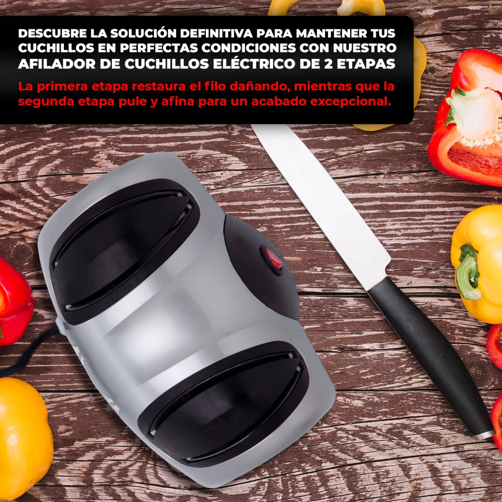Affilacoltelli elettrico professionale con ruote Sapphirite, sistema affilatura 2 fasi 40W, guida automatica angolo ideale cucina - SOGO