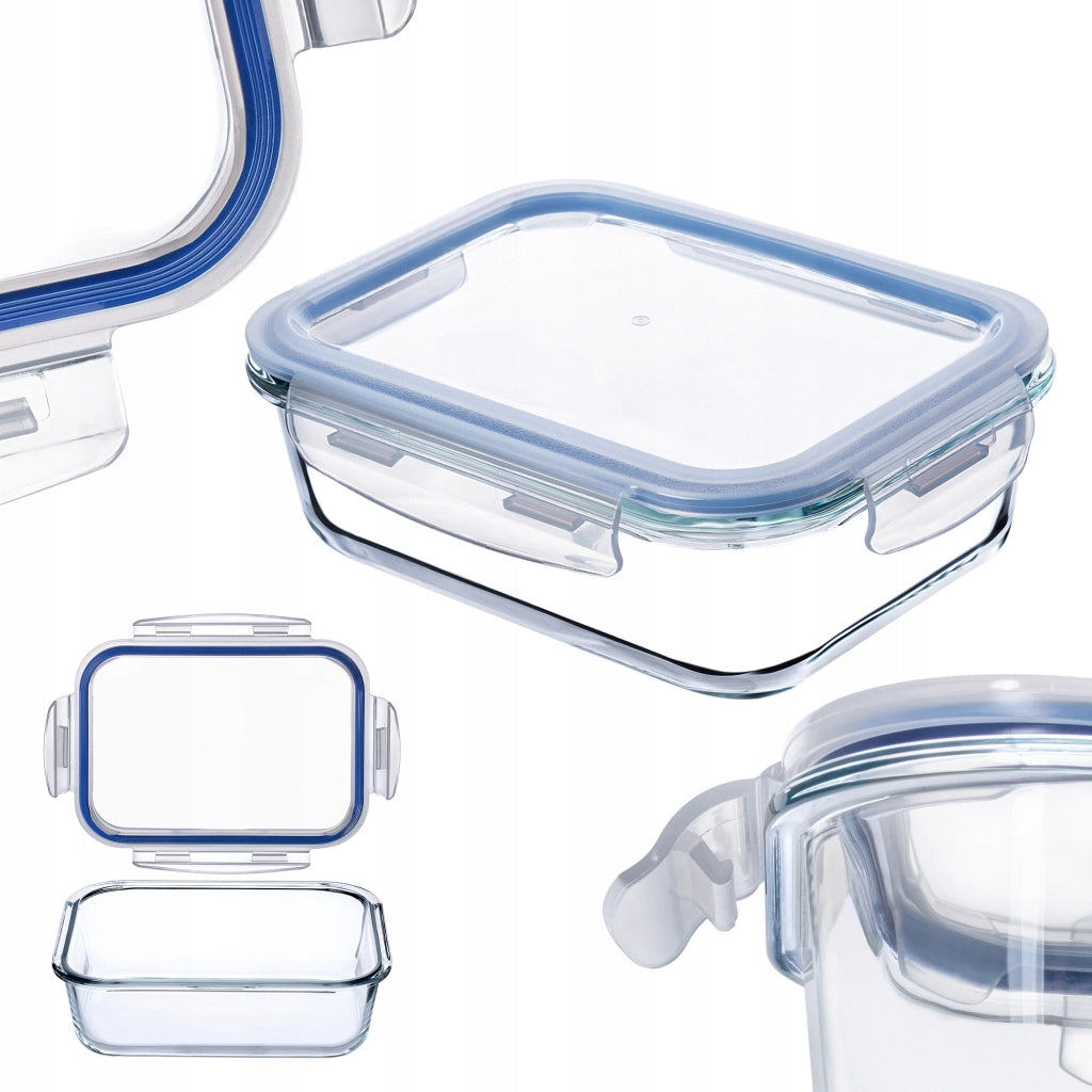 Contenitore per alimenti in vetro KADAX da 1040 ml con coperchio, ideale per il pranzo.