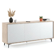 Madia Aminda, Credenza 3 Ripiani Made in Italy, 184x45x77h cm Bianco