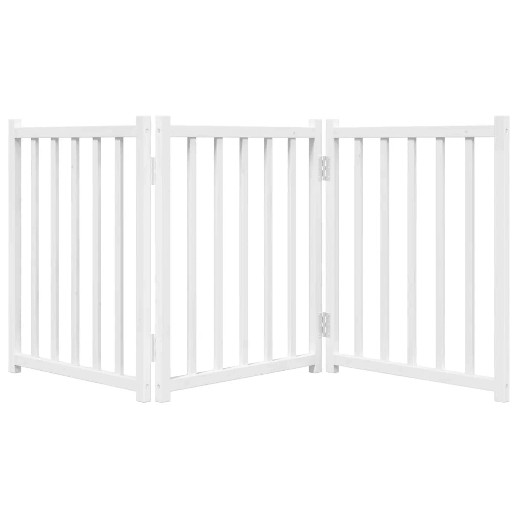 Cancello Cani Pieghevole 3 Pannelli Bianco 150cm Massello Abete 352276