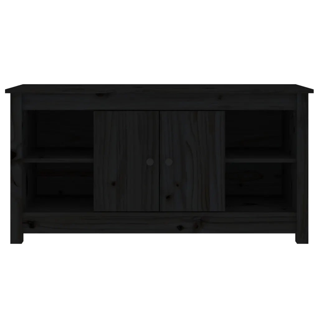 Mobile Porta TV Nero 103x36,5x52 cm in Legno Massello di Pino 814578
