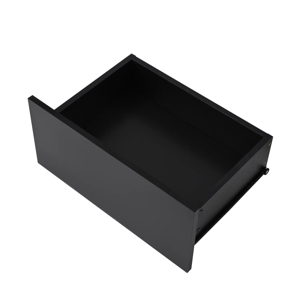 Tavolino da salotto 95x45x35 cm; LED con 2 cassetti; pannello truciolare; nero