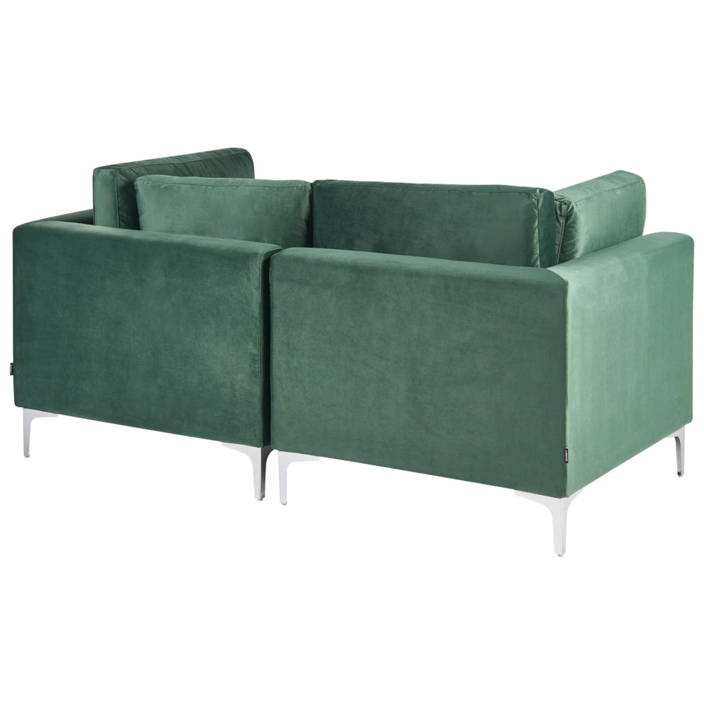 Divano componibile in velluto grigio a 2 posti con gambe in metallo verde Stile glamour