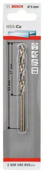 2608585855 - Punte per metallo HSS-Co, DIN 338 6 x 57 x 93 mm
