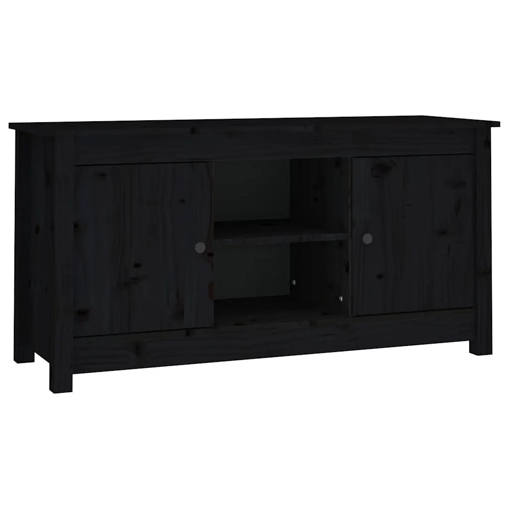 Mobile Porta TV Nero 103x36,5x52 cm in Legno Massello di Pino 814588