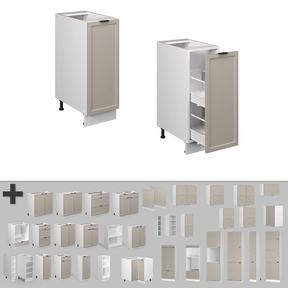 Armadio cucina dispensa alto Fame-Line GrigioBeige/Bianco 30 cm senza piano di lavoro Vicco