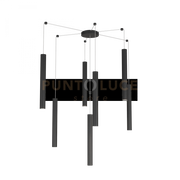 ROUND TUBE SOSPENSIONE 7 LUCI NERO CAVO CM.250 CON BASE 1174-S7-NE
