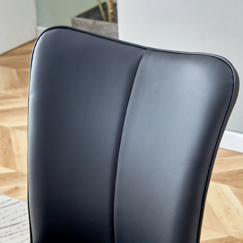 Set tavolo rotondo Ø100 cm con 2 sedie in PU nero; MDF e vetro