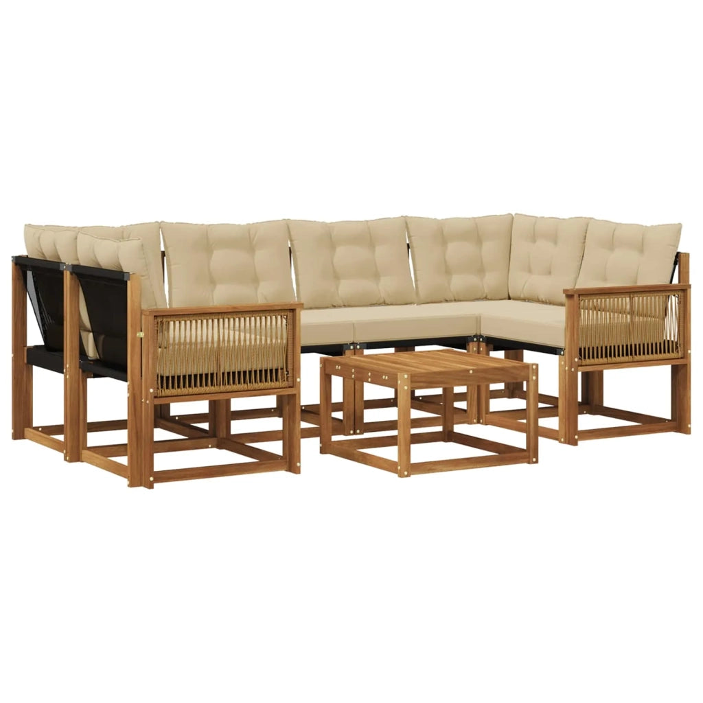 Set di divani da esterno 7 pz Naturale e Beige 3381813