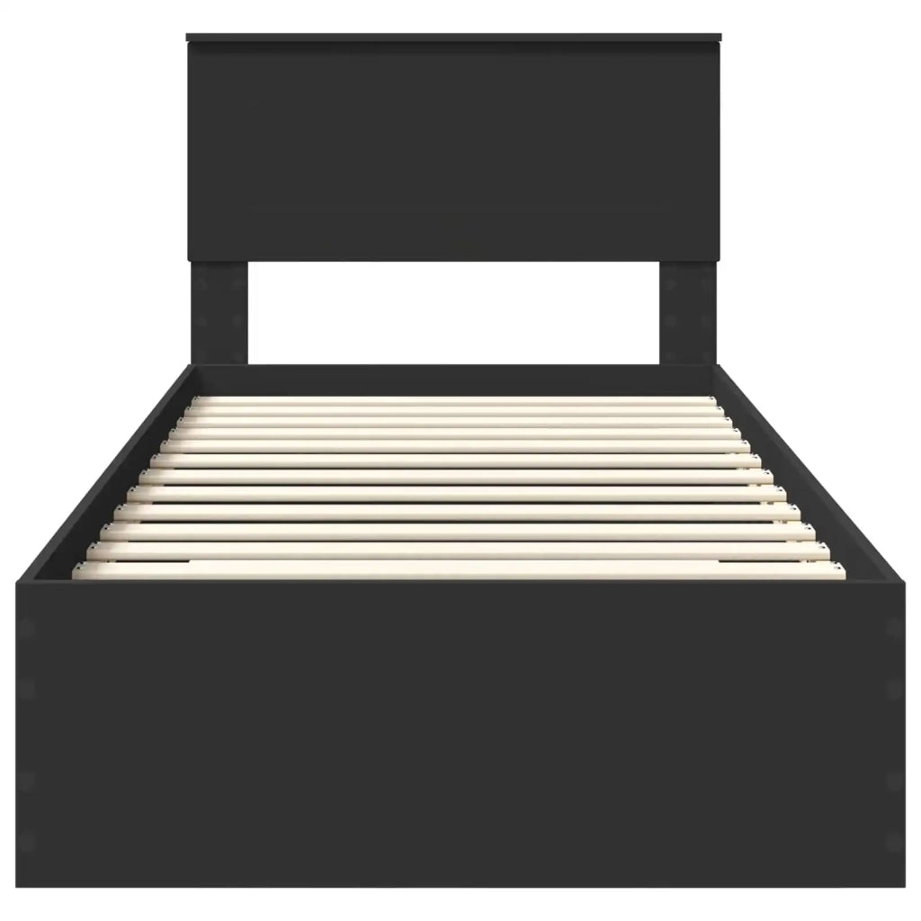 Struttura del letto con testiera Nero e Argento 75 x 190 cm 3408327