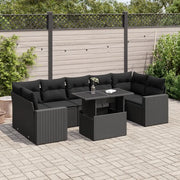 Set Divani da Giardino con Cuscini 8 pz Nero in Polyrattan 3326276
