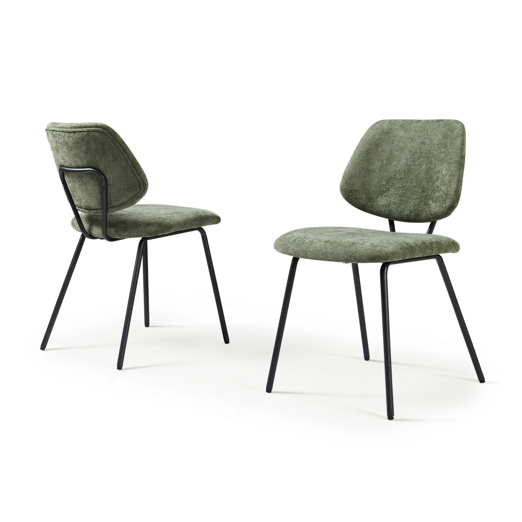 Set di 2 Sedie Köma con Rivestimento in Tessuto - Verde Scuro [en.casa]