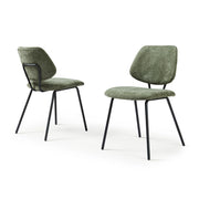 Set di 2 Sedie Köma con Rivestimento in Tessuto - Verde Scuro [en.casa]