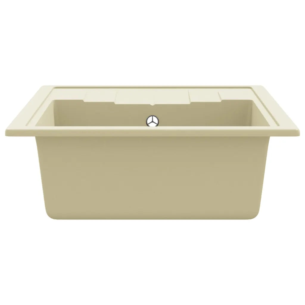 Lavello da Cucina con Foro Troppopieno-Lavandino-Lavabo Ovale Beige in Granito