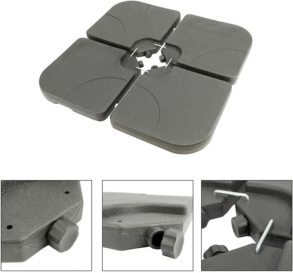 Set 4 Pesi Base Ombrellone Riempibili 50x50 Supporto Palo Giardino Nero