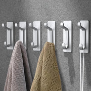 Haken autoadesivi, extra resistenti, muri, hanger autoadesivi, appendi asciugamani, senza foratura, hanger inossidabile, due livelli, appendi abiti per bagno, cucina, asciugamani, metallo, argento, 6 pezzi