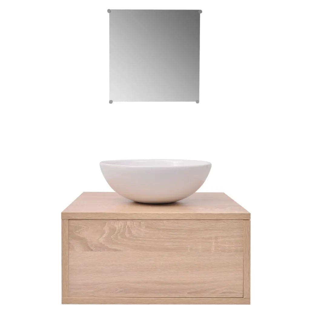 Mobili da Bagno con Lavabo Set 3 pz-Armadietto da bagno Beige